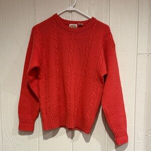 Picket & Past 100% Wool Pink Cable Knit Sweater